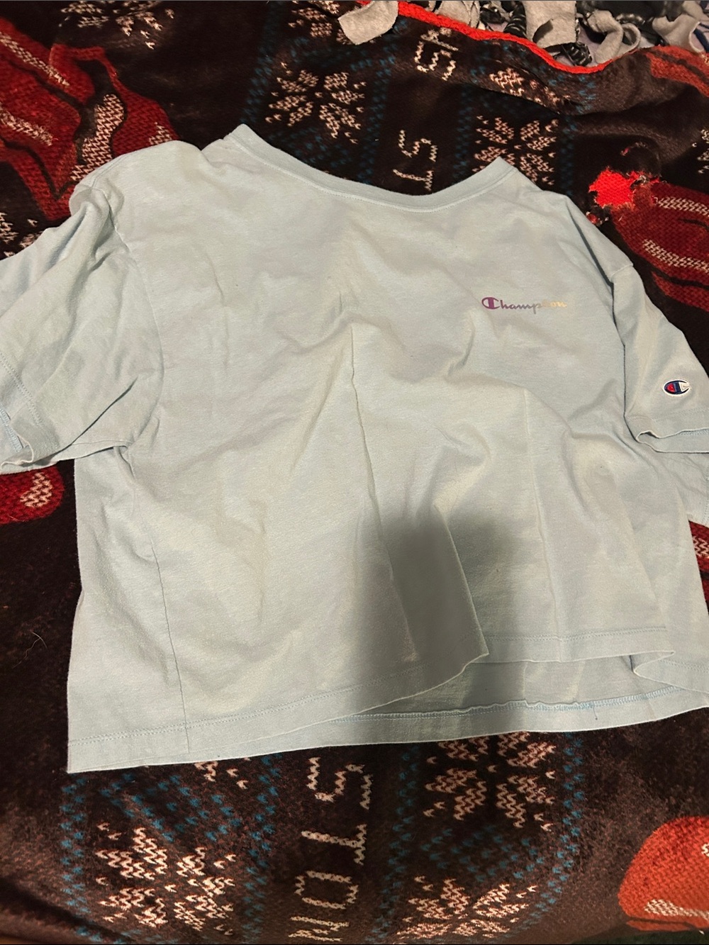 Champion Light Blue Girls Short Sleeve Tee with Logo